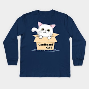 cardboard little cat Kids Long Sleeve T-Shirt